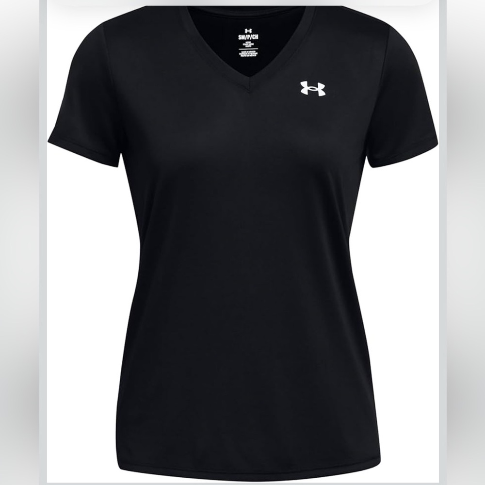 NWT Under Armour Women's Tech Short Sleeve V Neck Black Size Medium